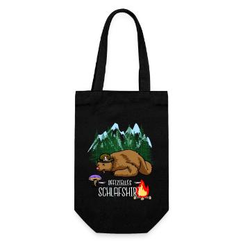 Schlafen Braunbär Langschläfer Schlafmütze Bär - Geschenkbeutel für Flaschen - Schwarz - Vorne