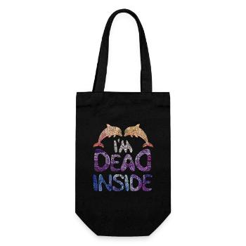 Dead Inside Delfine - Spruch - Geschenkbeutel für Flaschen - Schwarz - Vorne