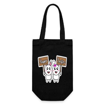 Joyeuses Pâques Joyeuses Pâques Mignons Lapins de Pâques Drôles - Sac à bouteille - noir - Devant