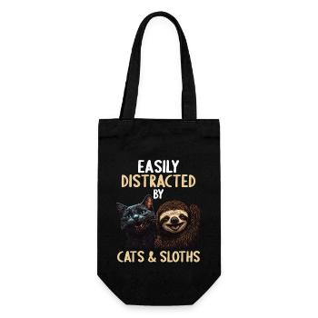 Easily distracted by cats and sloths - Gift Bag for Bottles - black - Front