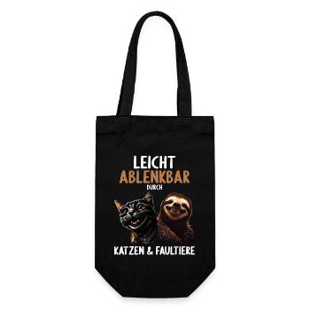 Leicht Ablenkbar durch Katzen Und Faultiere - Geschenkbeutel für Flaschen - Schwarz - Vorne