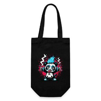 Cute Punk Panda Bear Cartoon PopArt with Flash - Gift Bag for Bottles - black - Front