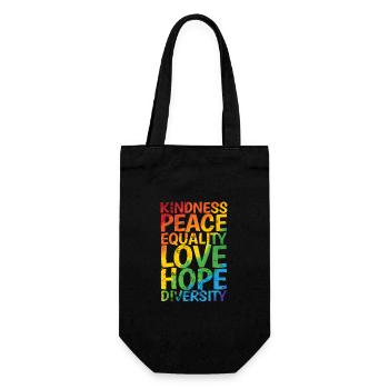 Kindness Peace Equality Love Hope Diversity LGBT - Geschenkbeutel für Flaschen - Schwarz - Vorne