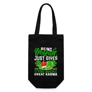 Being vegan just gives you such great karma - Geschenkbeutel für Flaschen - Schwarz - Vorne