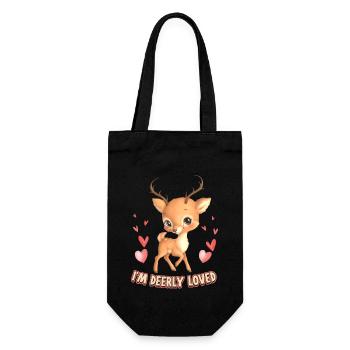 Rehkitz, kleines Reh, Kawaii-Reh, Spruch, Pun - Geschenkbeutel für Flaschen - Schwarz - Vorne