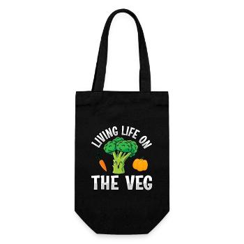 Living life on the veg vegan - Gift Bag for Bottles - black - Front