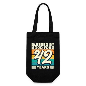 42 Geburtstag Geschenk Jahre Lustig Spruch - Geschenkbeutel für Flaschen - Schwarz - Vorne