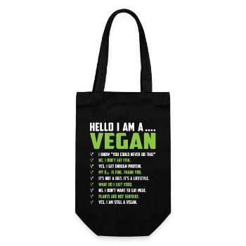 Hello I am a Vegan - Gift Bag for Bottles - black - Front