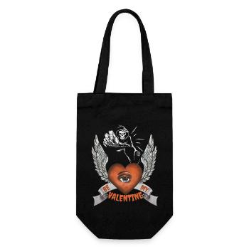 Horror Skeleton Valentine's Day Skull Heart, Saying - Gift Bag for Bottles - black - Front