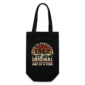 Geboren 1962 Vintage Geburtstag Retro Geschenk - Geschenkbeutel für Flaschen - Schwarz - Vorne