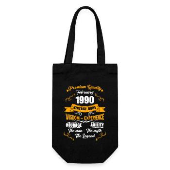 Februar 1990 Vintage Geburtstag Geschenk - Geschenkbeutel für Flaschen - Schwarz - Vorne