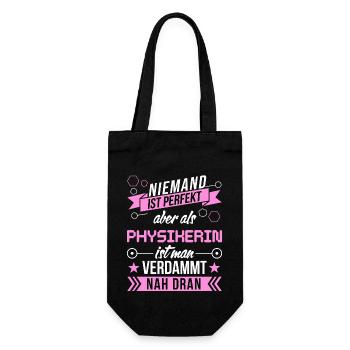 Niemand ist perfekt als Physikerin nah dran funny - Geschenkbeutel für Flaschen - Schwarz - Vorne