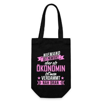 Niemand ist perfekt als Ökonom aber nah dran funny - Geschenkbeutel für Flaschen - Schwarz - Vorne
