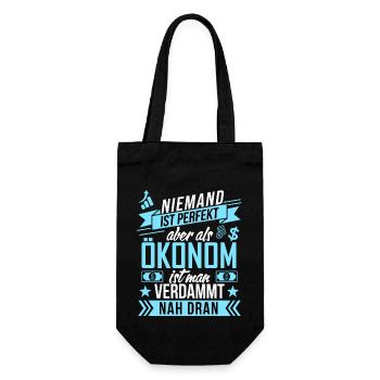 Niemand ist perfekt als Ökonom aber nah dran funny - Geschenkbeutel für Flaschen - Schwarz - Vorne