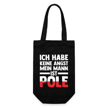 Ich habe keine Angst mein Mann ist Pole - Geschenkbeutel für Flaschen - Schwarz - Vorne