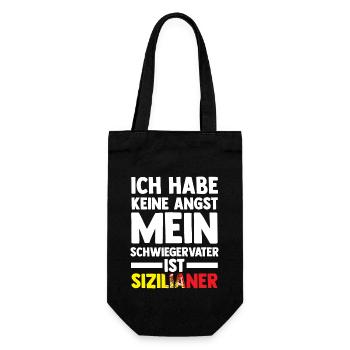 Ich habe keine Angst mein Schwiegervater ist Sizil - Geschenkbeutel für Flaschen - Schwarz - Vorne