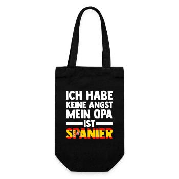 Ich habe keine Angst mein Opa ist Spanier - Geschenkbeutel für Flaschen - Schwarz - Vorne