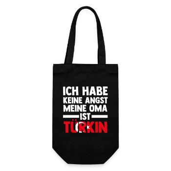 Ich habe keine Angst meine Oma ist Türkin - Geschenkbeutel für Flaschen - Schwarz - Vorne