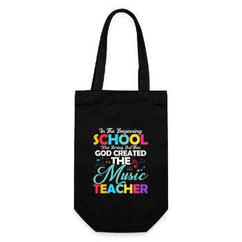 Then God Created The Music Teacher School Student - Geschenkbeutel für Flaschen - Schwarz - Vorne