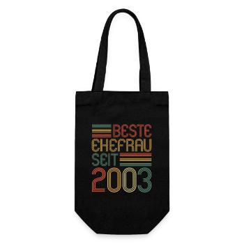 20. Hochzeitstag Beste Ehefrau seit 2003 - Geschenkbeutel für Flaschen - Schwarz - Vorne