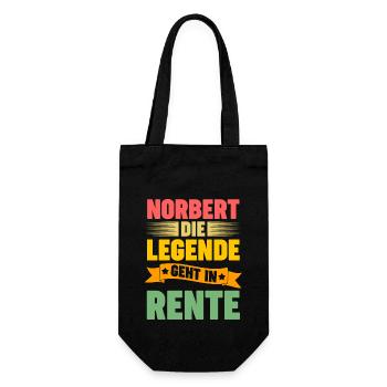 Norbert die Legende geht in Rente - Geschenkbeutel für Flaschen - Schwarz - Vorne