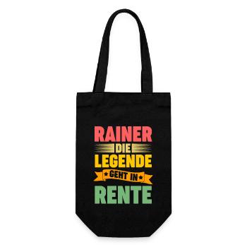 Rainer die Legende geht in Rente - Geschenkbeutel für Flaschen - Schwarz - Vorne