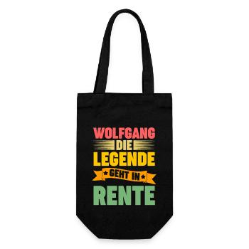 Wolfgang die Legende geht in Rente - Geschenkbeutel für Flaschen - Schwarz - Vorne