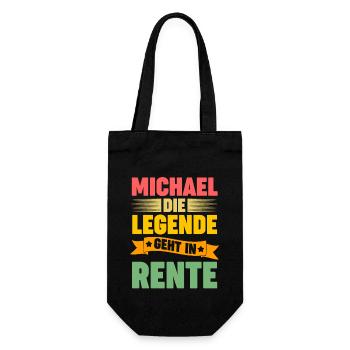 Michael die Legende geht in Rente - Geschenkbeutel für Flaschen - Schwarz - Vorne