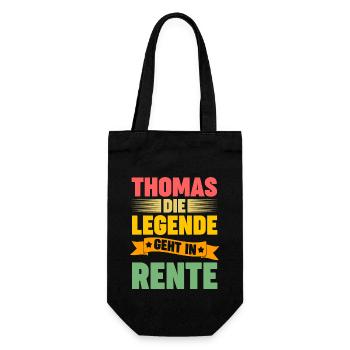 Thomas die Legende geht in Rente - Geschenkbeutel für Flaschen - Schwarz - Vorne