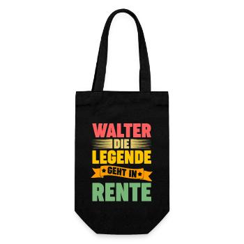 Walter die Legende geht in Rente - Geschenkbeutel für Flaschen - Schwarz - Vorne