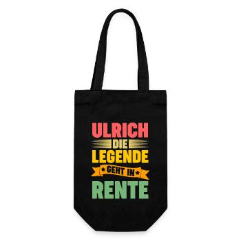 Ulrich die Legende geht in Rente - Geschenkbeutel für Flaschen - Schwarz - Vorne