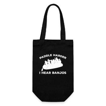 Paddeln Sie Härter, Höre Ich Banjos - Geschenkbeutel für Flaschen - Schwarz - Vorne