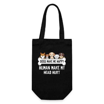 Dogs Make Me Happy Human Make My Head Hurt Doglove - Gift Bag for Bottles - black - Front