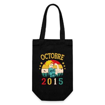 Octobre 2015 Anniversaire Vintage Idée Cadeau - Sac à bouteille - noir - Devant