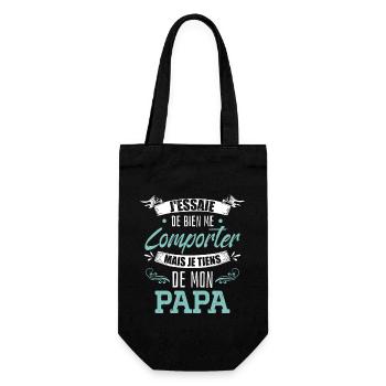 Je Tiens De Mon Papa - Sac à bouteille - noir - Devant