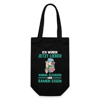 Ich würde jetzt lieber Animes schauen und Ramen es - Geschenkbeutel für Flaschen - Schwarz - Vorne