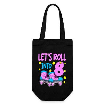 Roller Skate Birthday 8th Birthday Roller Skating - Gift Bag for Bottles - black - Front
