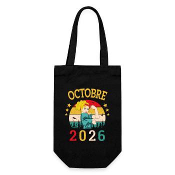 Octobre 2026 Anniversaire Vintage Idée Cadeau - Sac à bouteille - noir - Devant