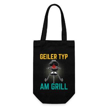 GEILER TYP AM GRILL - Geschenkbeutel für Flaschen - Schwarz - Vorne
