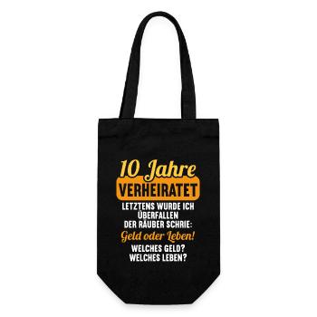 10 Jahre verheiratet zynisch 10.Hochzeitstag - Geschenkbeutel für Flaschen - Schwarz - Vorne