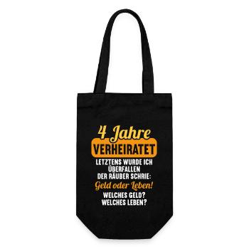 4 Jahre verheiratet zynisch 4.Hochzeitstag - Geschenkbeutel für Flaschen - Schwarz - Vorne