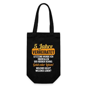 5 Jahre verheiratet zynisch 5.Hochzeitstag - Geschenkbeutel für Flaschen - Schwarz - Vorne