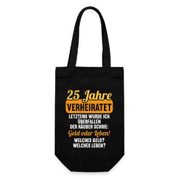 25 Jahre verheiratet zynisch 25.Hochzeitstag - Geschenkbeutel für Flaschen - Schwarz - Vorne