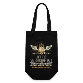 40 Jahre verheiratet zynisch 40.Hochzeitstag - Geschenkbeutel für Flaschen - Schwarz - Vorne