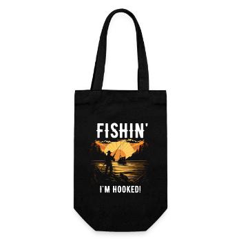 Fishin I'm Hooked - Gift Bag for Bottles - black - Front