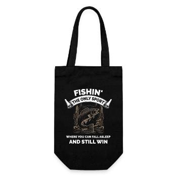 Fishin The Only Sport Where You Sleep and Win - Gift Bag for Bottles - black - Front