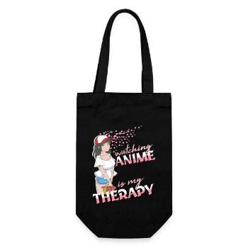Watching Anime is my Therapy Introvert Anime girl - Geschenkbeutel für Flaschen - Schwarz - Vorne
