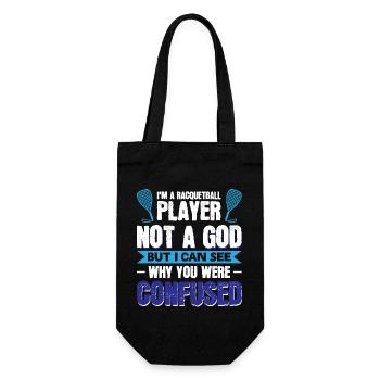 Ich bin ein Racquetballspieler kein Gott - aber ich kann - Geschenkbeutel für Flaschen - Schwarz - Vorne