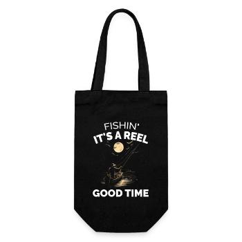 Fishin Its a Reel Good Time - Fisherman - Gift Bag for Bottles - black - Front