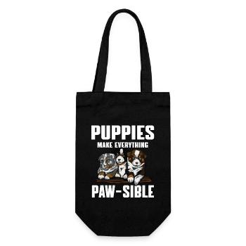 Drôles d’amoureux des chiots Jeux de mots - Sac à bouteille - noir - Devant